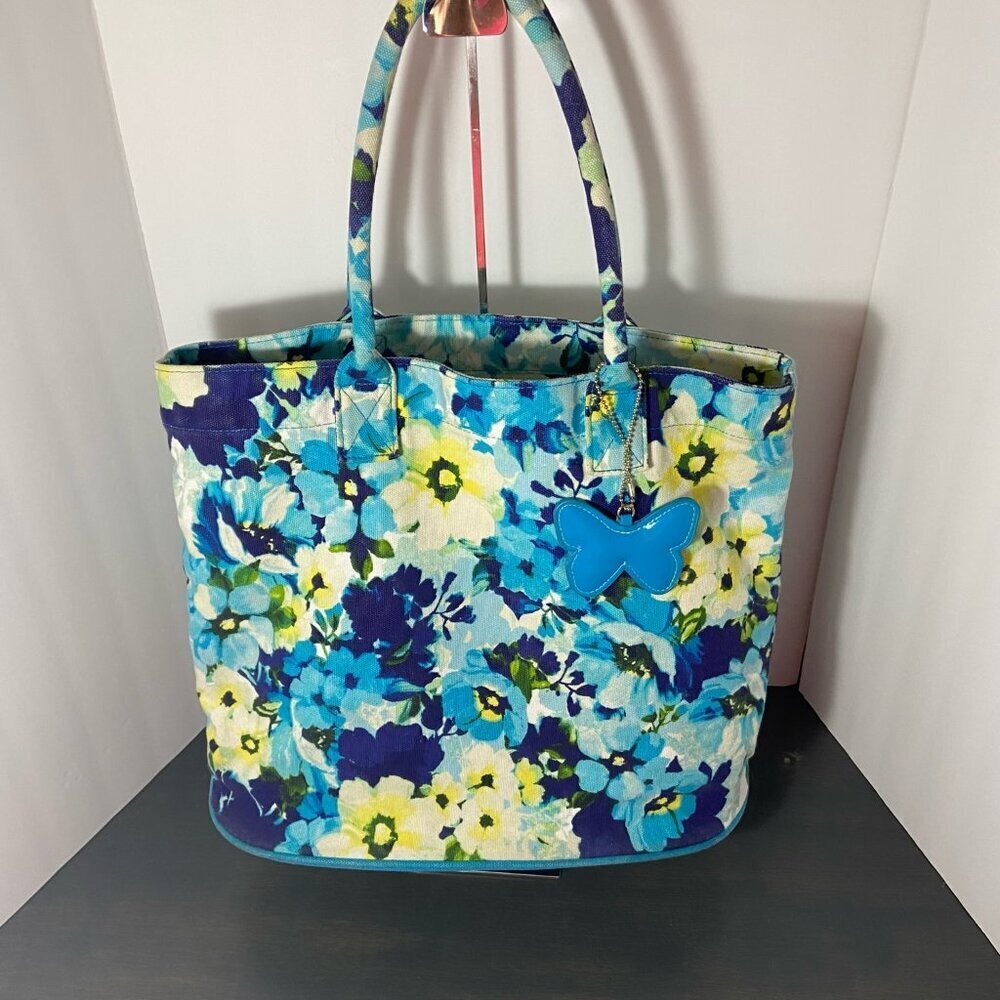 Barnes & Noble Punctuate Floral Canvas Tote Bag with Butterfly Charm